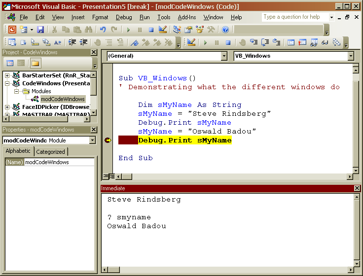 screenshot of Visual Basic editor