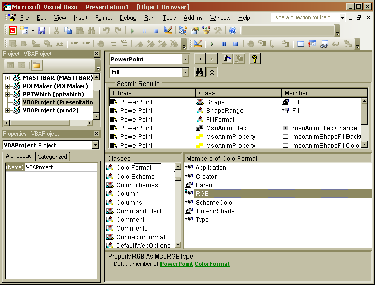 screenshot of Object Browser window