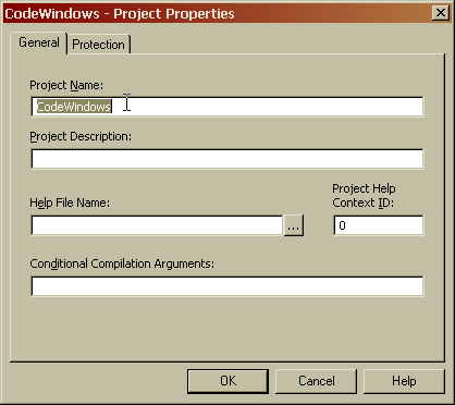 the Project Properties dialog box